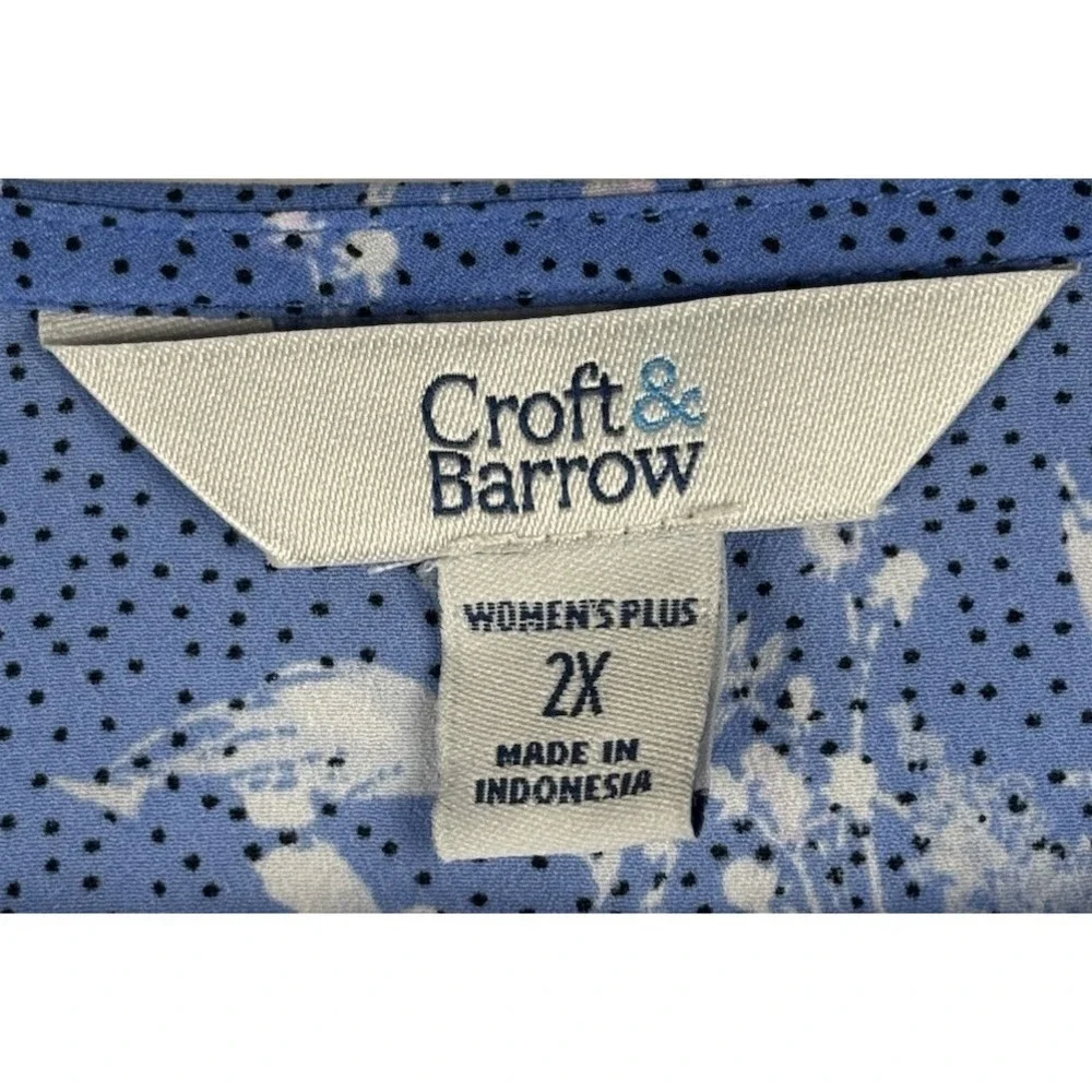 Croft & Barrow Sz 2X Blue Floral Ruffle Surplice Dress Sleeveless Midi Versatile